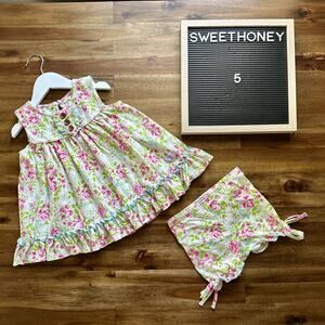 SweetHoney OG Out To Play Set Tunic Shorts Dainty Cake Floral Sleeveless Cream 5